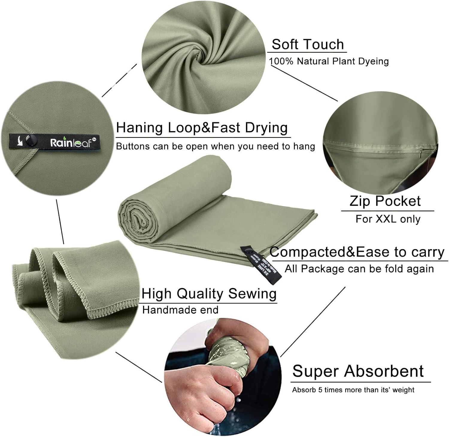 Rainleaf Microfiber Towel Perfect Travel & Gym & Camping Towel - Image 4